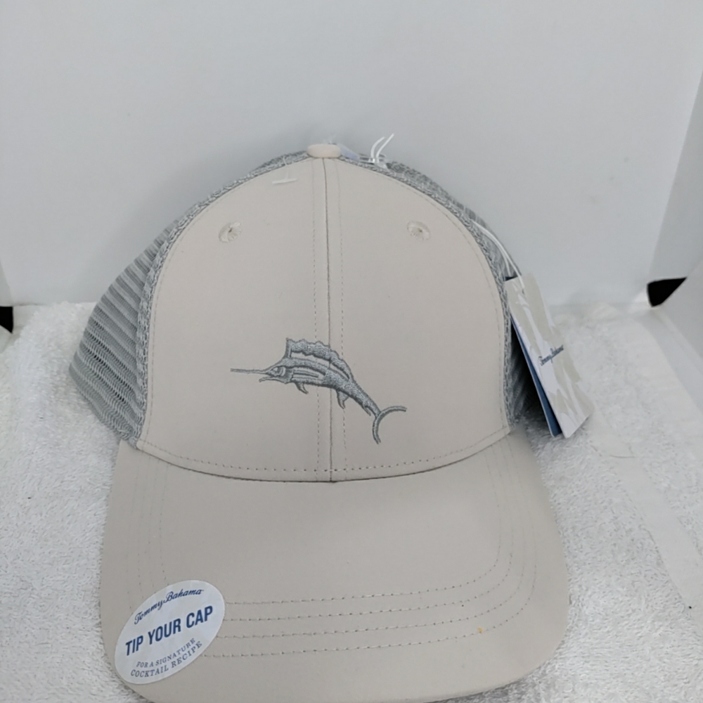 Tommy Bahama Tip Your Cap Hat Marlin Margarita Adjustable Baseball Beige/Gray - Picture 2 of 6